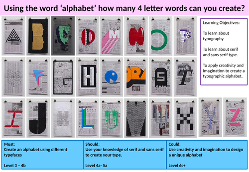 Graphics package lettering ks3