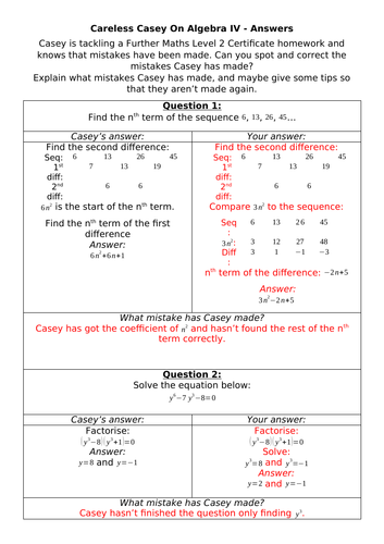 Careless Casey - Algebra IV