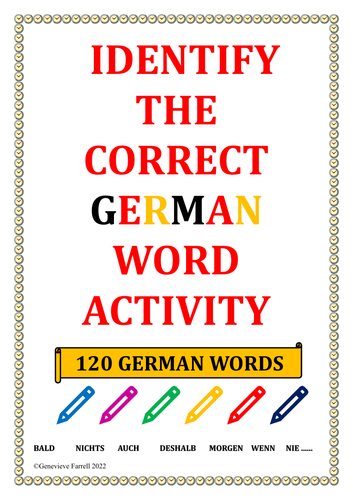 Identify The Correct German Word Activity