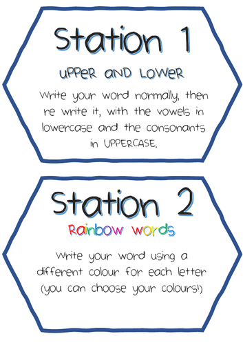 SPELLING STATIONS | SIGNS FOR EACH TABLE