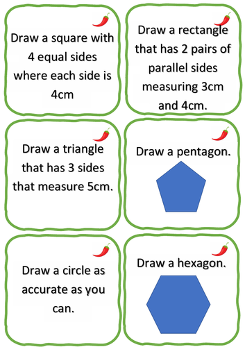 'DRAW A 2D SHAPE' CHALLENGE CARDS | MATHS | FAST FINISHER