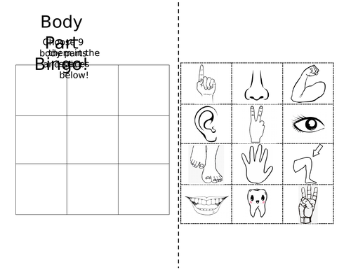 BODY PARTS | MAKE YOUR OWN BINGO