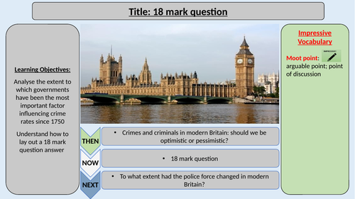 18 mark question OCR GCSE History Crime and Punishment | Teaching Resources