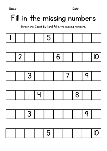 Missing Numbers - Coutning to 10
