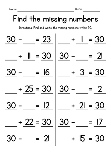 Missing Numbers within 30