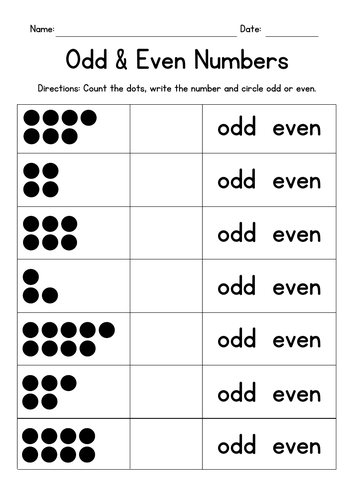 Odd & Even Numbers Worksheets