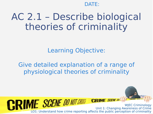 WJEC Criminology Diploma Unit 2 AC2.1 Lesson