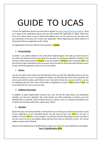 Student User Guide for UCAS 2021