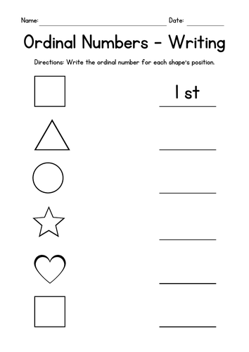 Ordinal Numbers - Writing Worksheets | Teaching Resources