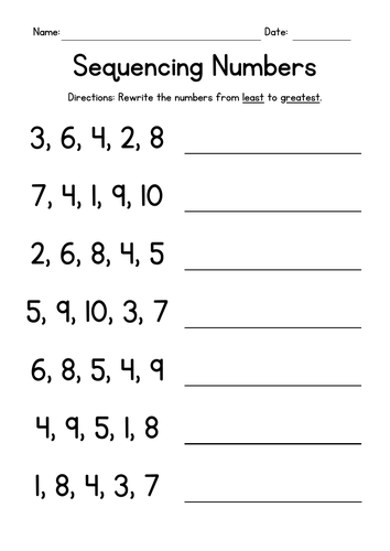 Sequencing Numbers 1-10