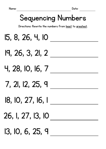 Sequencing Numbers 1-30