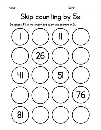 Skip Counting by 5s Worksheets