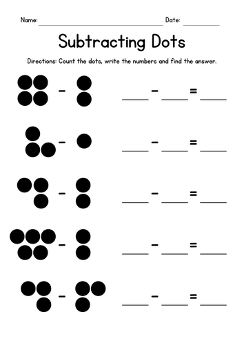 Subtracting Dots - Subtraction Worksheets