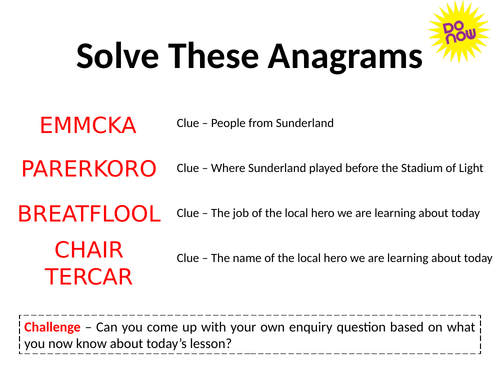 Raich Carter KS3 History Lesson Sunderland AFC