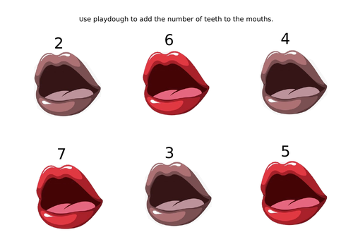 Number of teeth Playdough mat