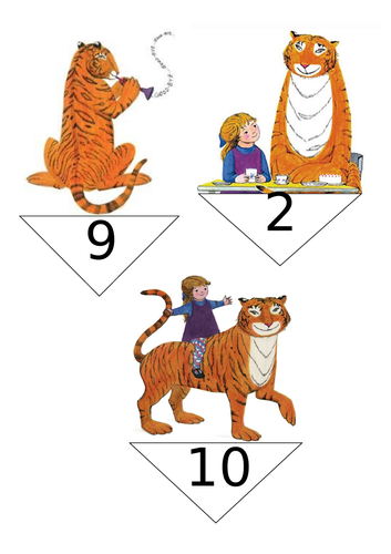 The Tiger Who Came For Tea Number Sequencing Cards Teaching Resources