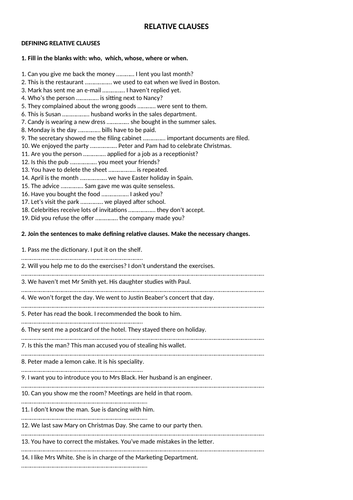 Relative clauses exercises