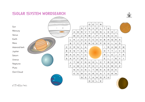 Solar System word search