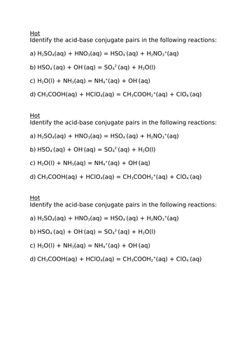 Identifying acid-base conjugate pairs