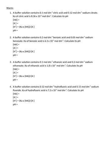 Calculating the pH of buffers