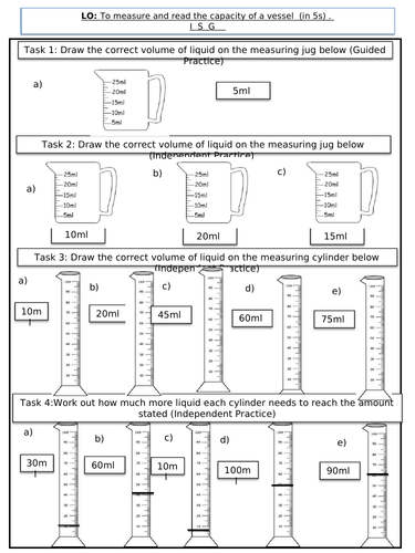 Capacity -  Drawing on units of measure in 5s