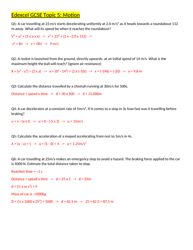 GCSE Physics Motion, Pressure + Electricity practice questions and answers