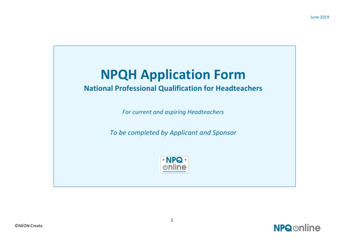 NPQH Application full marks
