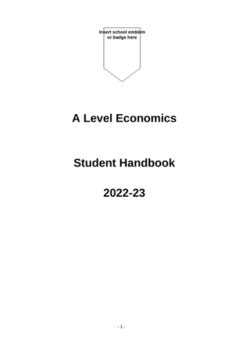 A Level Economics Student Introduction Handbook