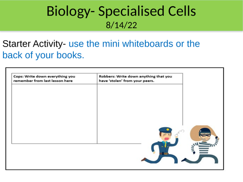 KS3 Biology Specialised Cells Lesson