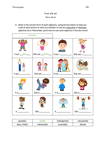 Adjective Gap Fill Worksheet