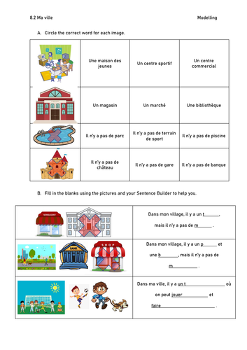 Ma Ville vocabulary worksheets