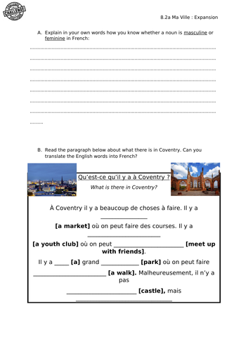 Ma ville worksheet