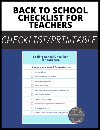 Back to School Checklist for Teachers