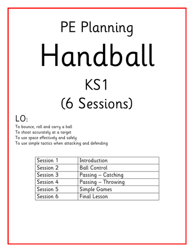 KS1 PE Planning - Games - Handball