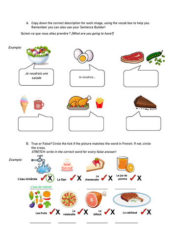 Ordering Food - reading worksheet | Teaching Resources