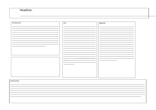 Persuasive Newspaper Article sectioned sheet with lines.
