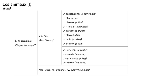 Les animaux sentence builder