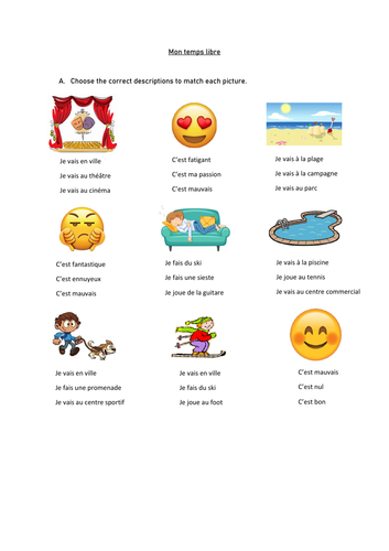 Free time - reading worksheet