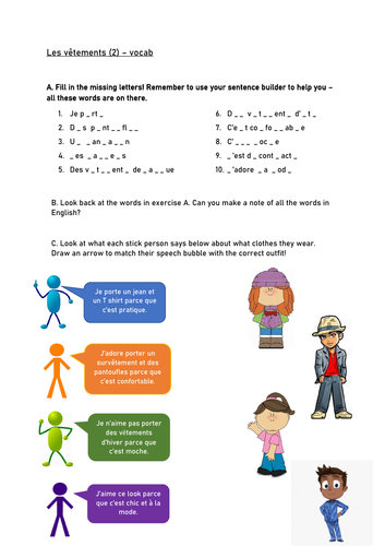 Clothes worksheet