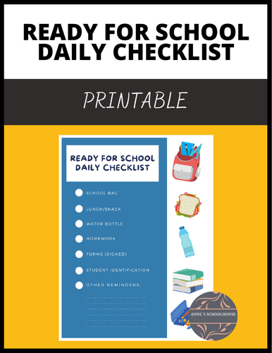 Back to School: Ready for School Daily Checklist