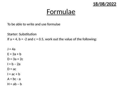 Writing Formulae