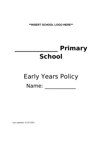 Early Years (EYFS) Policy - Subject Leader