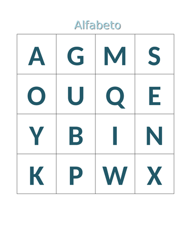 Alfabeto (Alphabet) Bingo