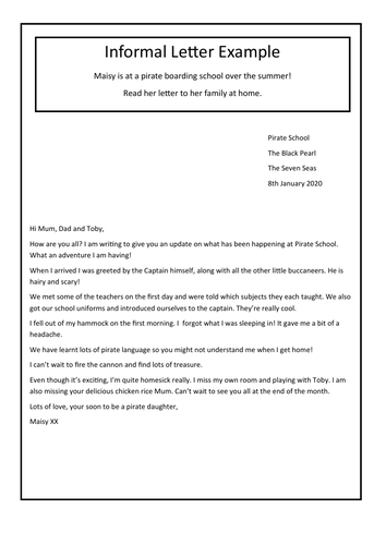 WRITING: Formal and Informal Letters (Pirate School) | Teaching Resources