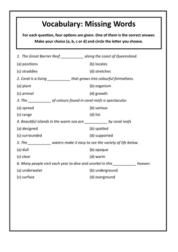 vocabulary exercises for adults