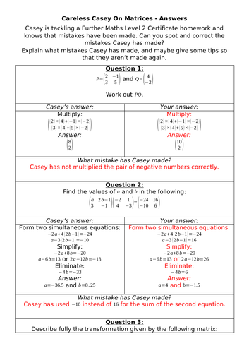 Careless Casey - Matrices