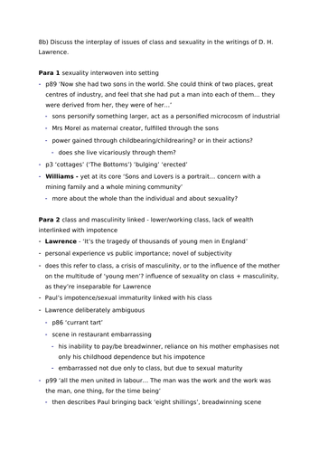 Essay plan bundle: D.H. Lawrence's Sons and Lovers