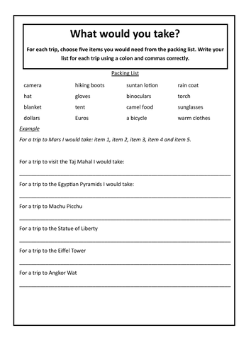 WRITING Task: A Visit to the Pyramids