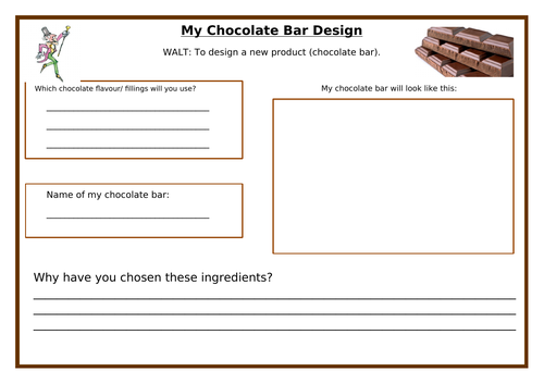 Chocolate Bar Design Sheet- Persuasion