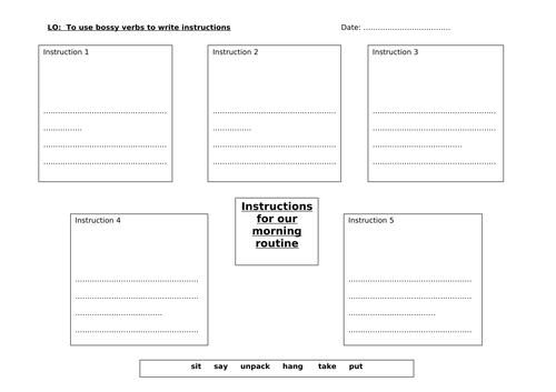 Write Instructions- Imperative Verbs, Bossy verbs,